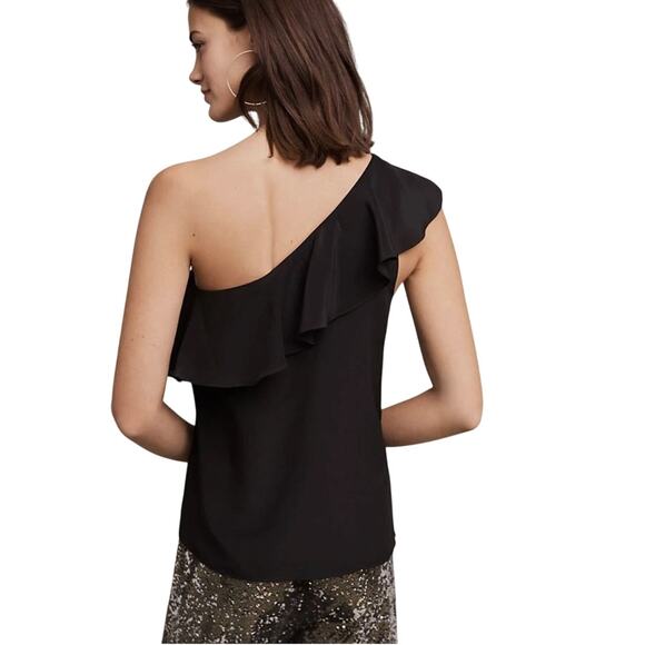 Anthropologie Maeve 100% Silk One Shoulder Ruffle Top Blouse Size 10 - Picture 2 of 11